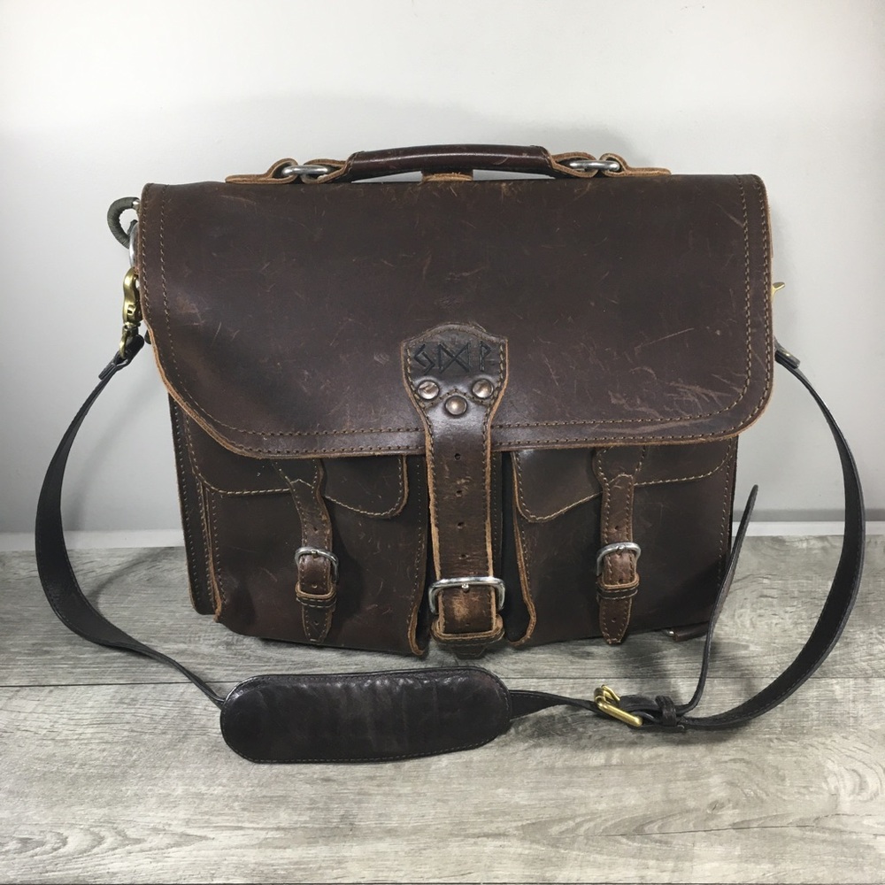 Saddleback Leather Co Coffee Leather Front Pocket Shoulder Bag Rounded Satchel